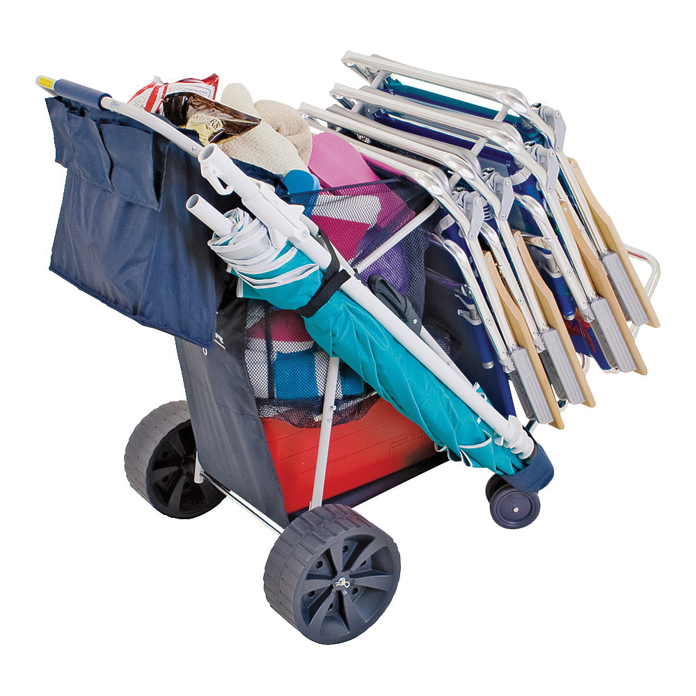 Rio Brands WWC6W-1822 Deluxe Beach Cart, 27 in OAW, 40-1/2 in OAD, 36-1/4 in OAH, Steel, Powder-Coated, Silver