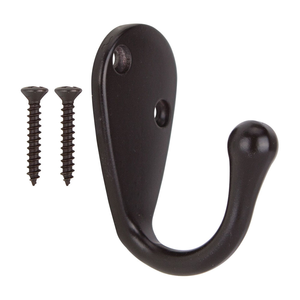 ProSource H63ORB-PS Coat and Hat Hook, 22 lb, 1-Hook, 1-1/8 in Opening, Zinc, Oil-Rubbed Bronze