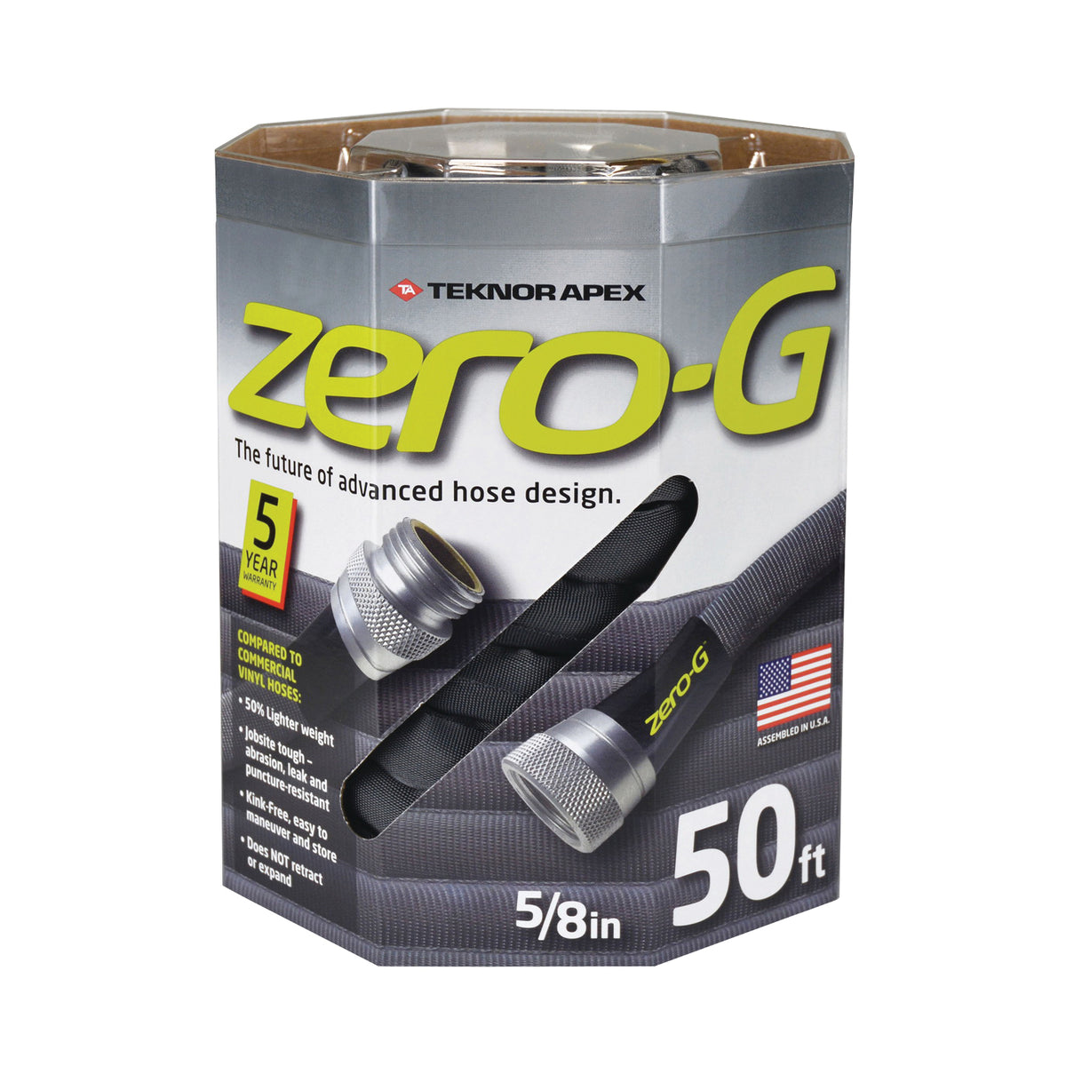 Zero-G 4001-50 Garden Hose, 50 ft L, Vinyl, Gray