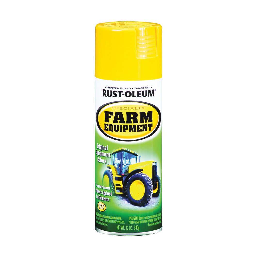 RUST-OLEUM 7443830 Farm Equipment Spray Paint, Gloss, Yellow, 12 oz, Aerosol Can