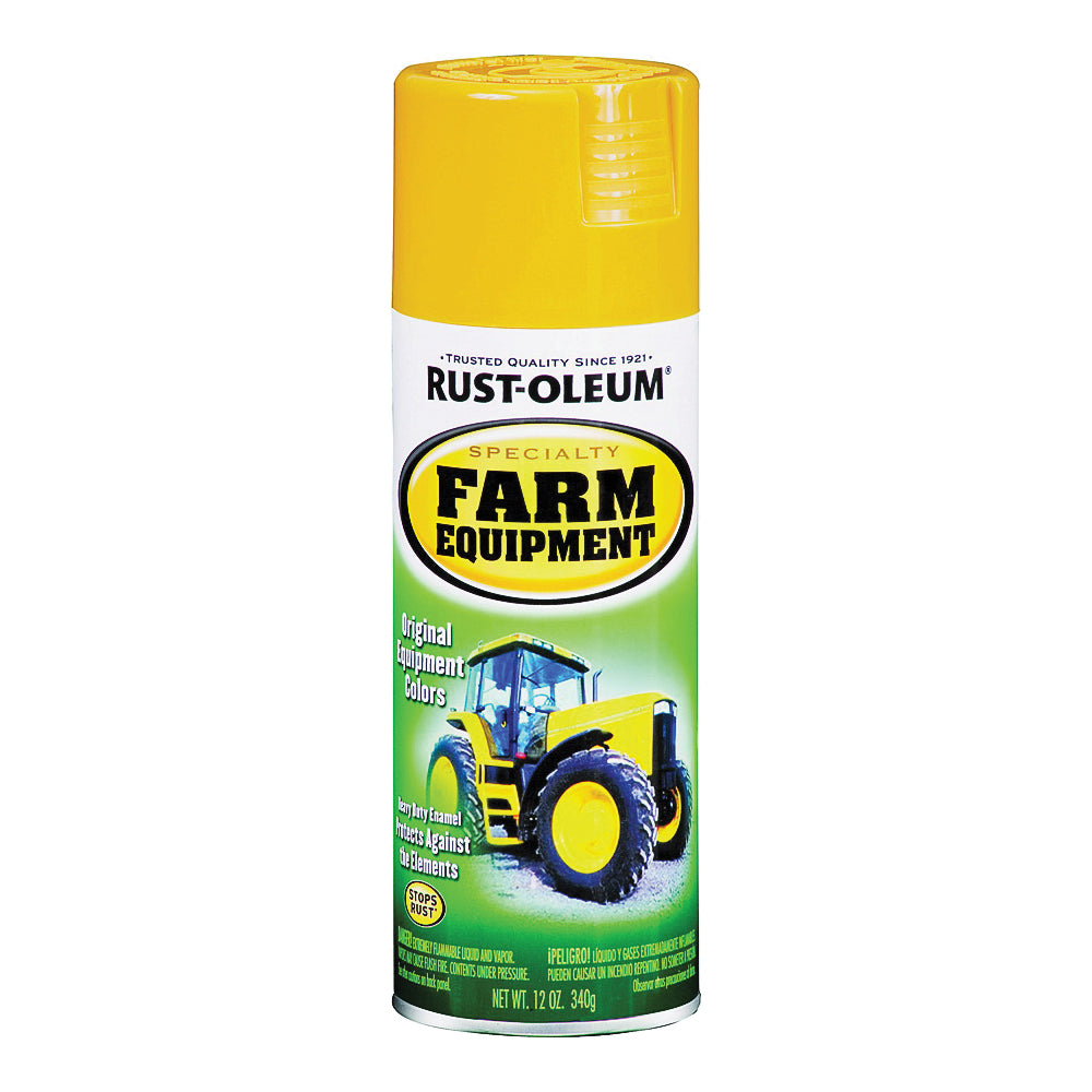 RUST-OLEUM 7449830 Farm Equipment Spray Paint, Gloss, Caterpillar Yellow, 12 oz, Aerosol Can