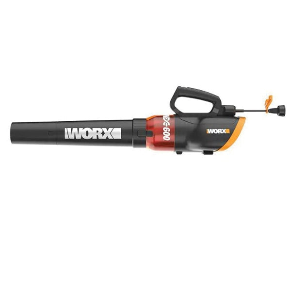 WORX WG520 Electric Leaf Blower, 12 A, 120 V, 320, 600 cfm Air, 20 min Run Time, Black/Orange