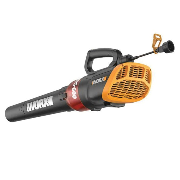 WORX WG520 Electric Leaf Blower, 12 A, 120 V, 320, 600 cfm Air, 20 min Run Time, Black/Orange