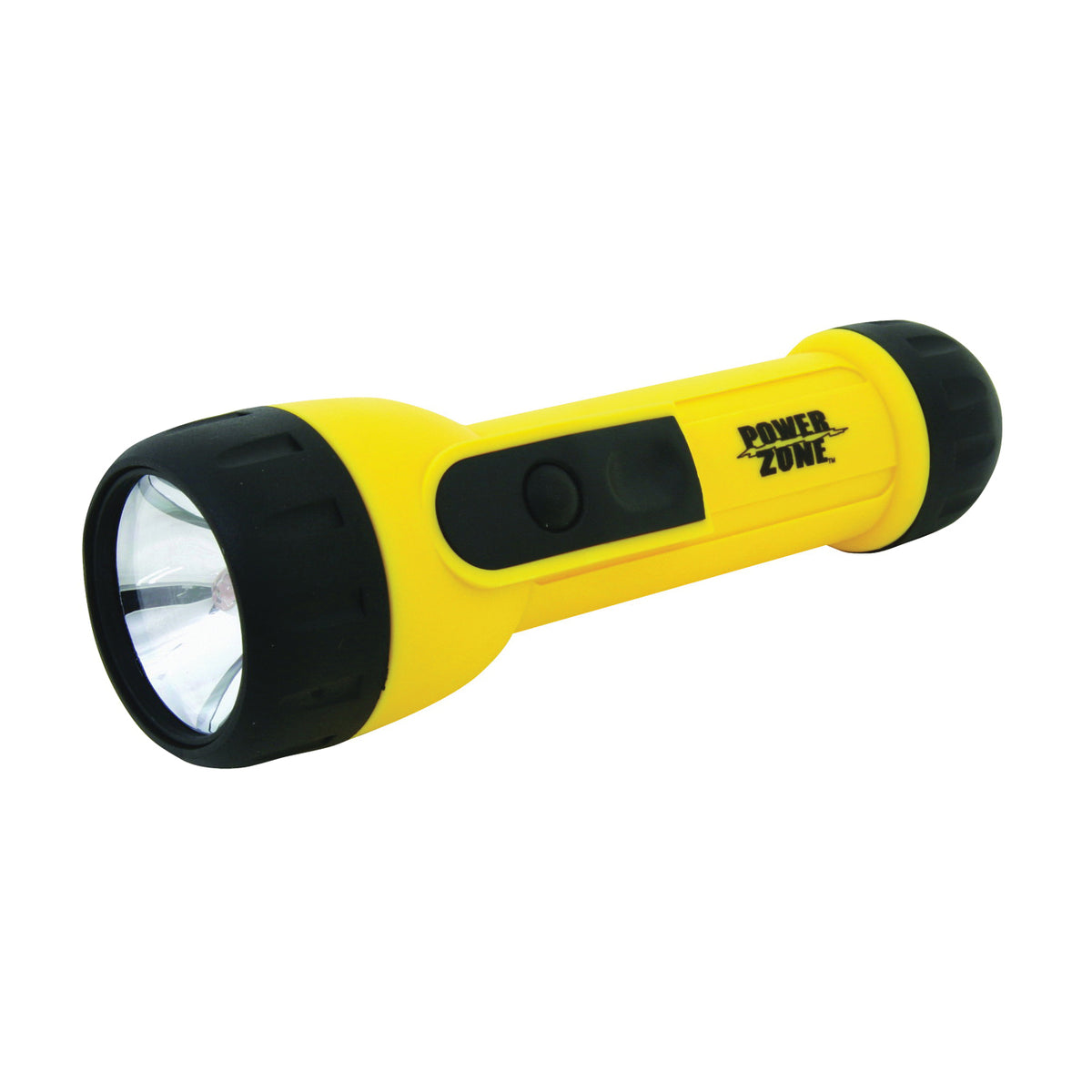PowerZone JL-L0013L High-Impact Flashlight, D Battery, D Battery, Krypton Lamp, 13 Lumens, 50 m Beam Distance, Yellow