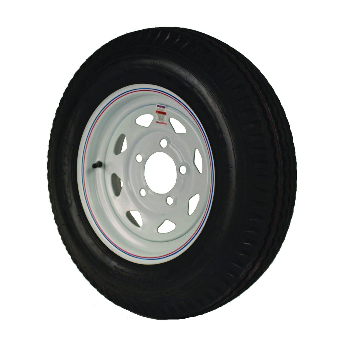 MARTIN Wheel DM452C-5I Trailer Tire, 1045 lb Withstand, 4-1/2 in Dia Bolt Circle, Rubber