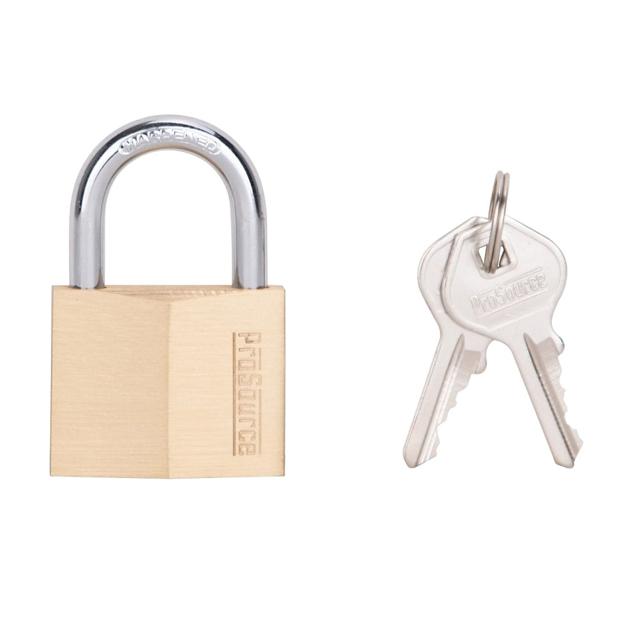 ProSource HD10040-3L Padlock, Standard Shackle, 1/4 in Dia Shackle, Steel, Brass, Yale Keyway