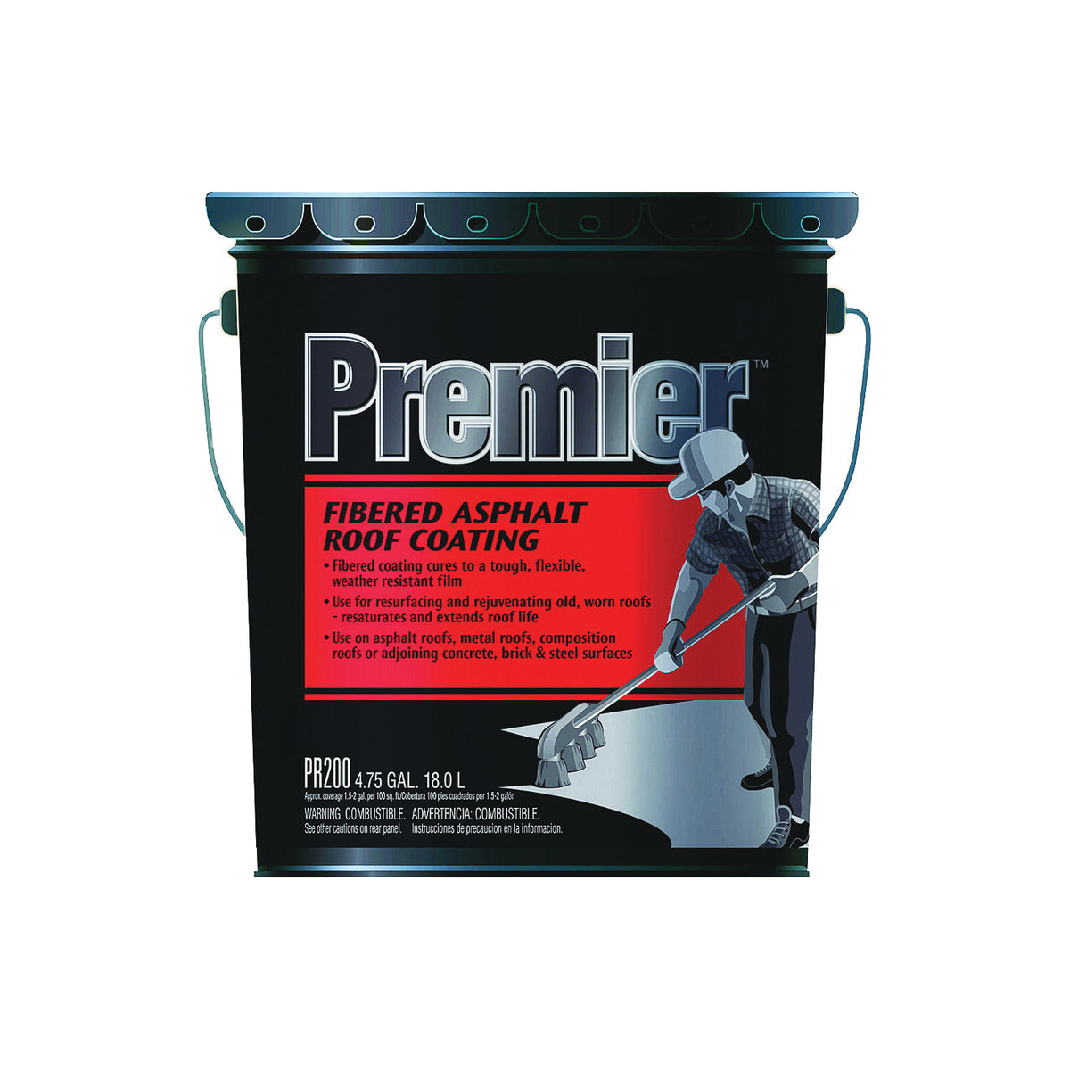Henry PR200070 Asphalt Roof Coating, Black, 18 L Pail, Liquid