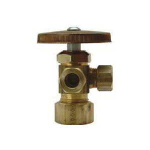 BrassCraft CR1901LRX R1 Stop Valve, 1/2 x 3/8 x 3/8 in Connection, Compression, 125 psi Pressure, Brass Body