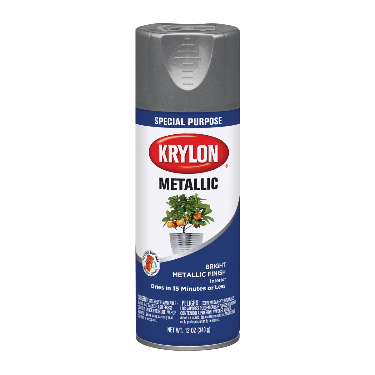 Krylon K01403 Metallic Spray Paint, Brilliant Metallic, Dull Aluminum, 11 oz, Can