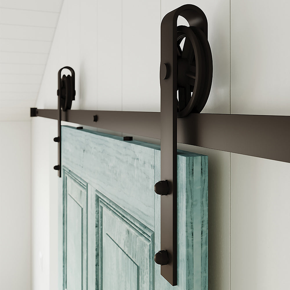 National Hardware N186-968 Sliding Door Hardware Spoke Wheel, 72 in L Track, Steel, Oil-Rubbed Bronze