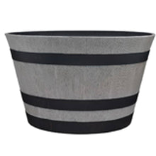 Load image into Gallery viewer, Southern Patio HDR-055488 Whiskey Barrel Planter, 22.24 in Dia, Round, Resin, Birchwood Gray
