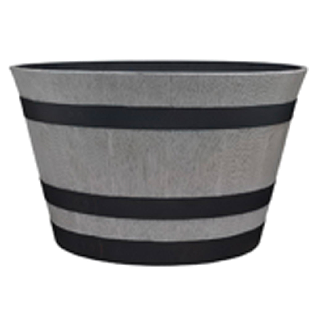 Southern Patio HDR-055488 Whiskey Barrel Planter, 22.24 in Dia, Round, Resin, Birchwood Gray