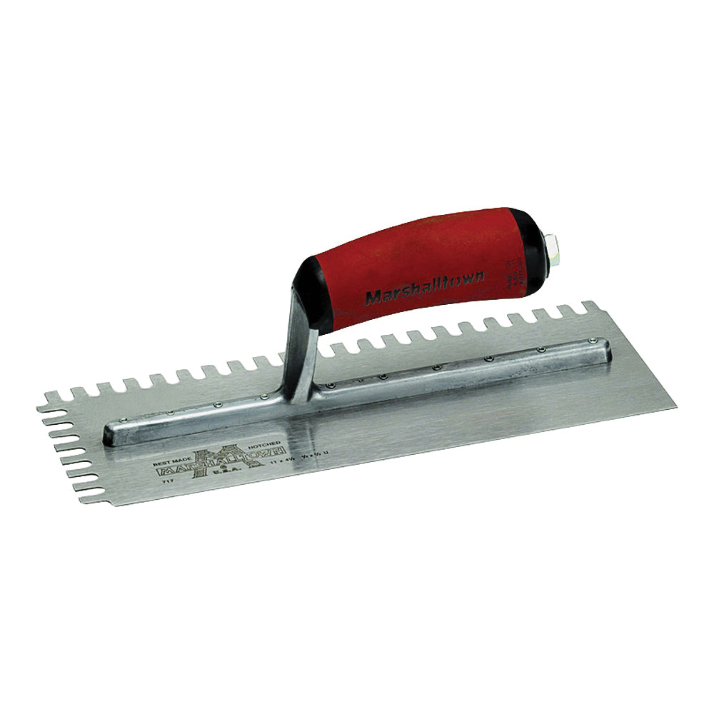 Marshalltown 716SD Trowel, 11 in L, 4-1/2 in W, U Notch, Curved Handle