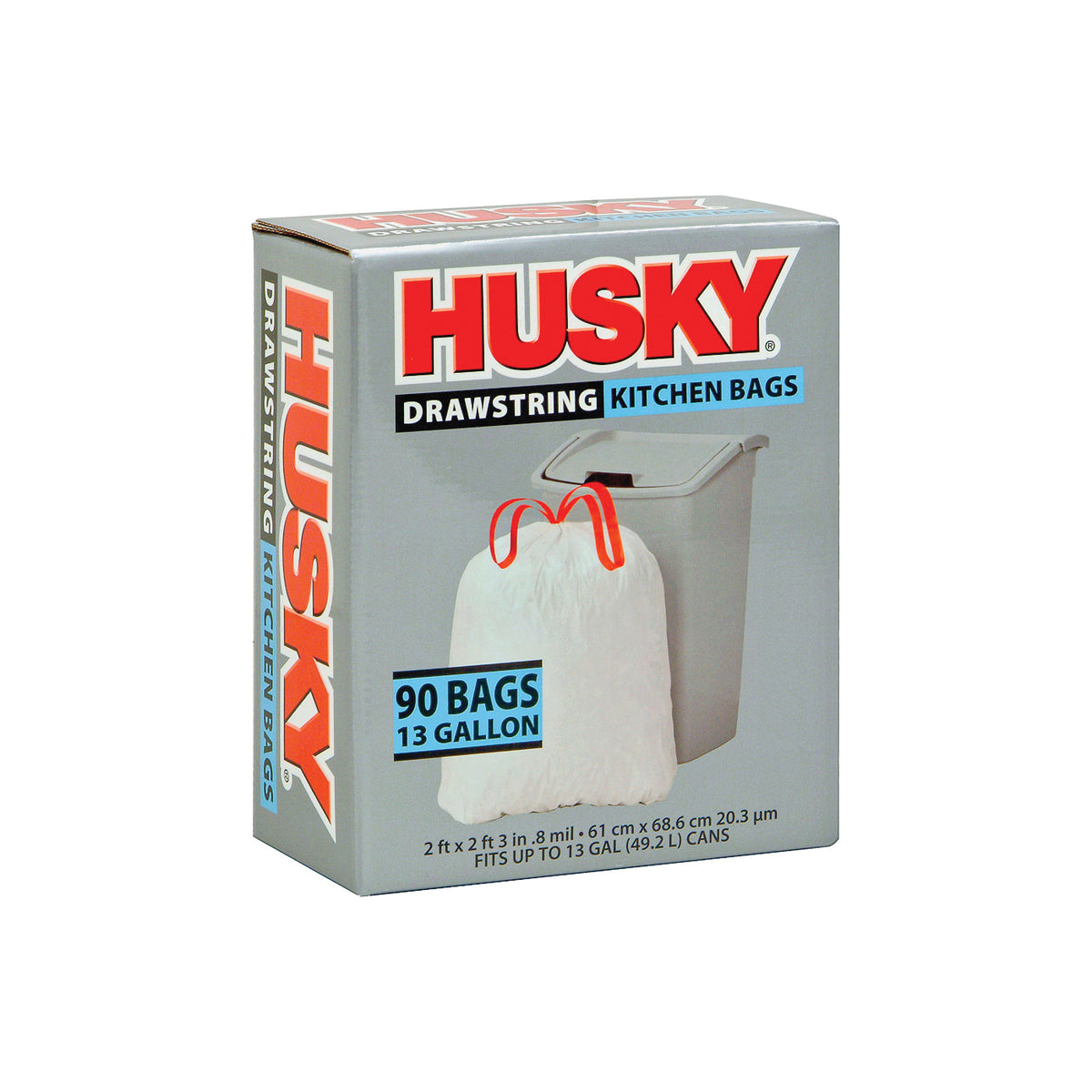 Husky HK13XDSE090W Kitchen Trash Bag, 13 gal Capacity, White