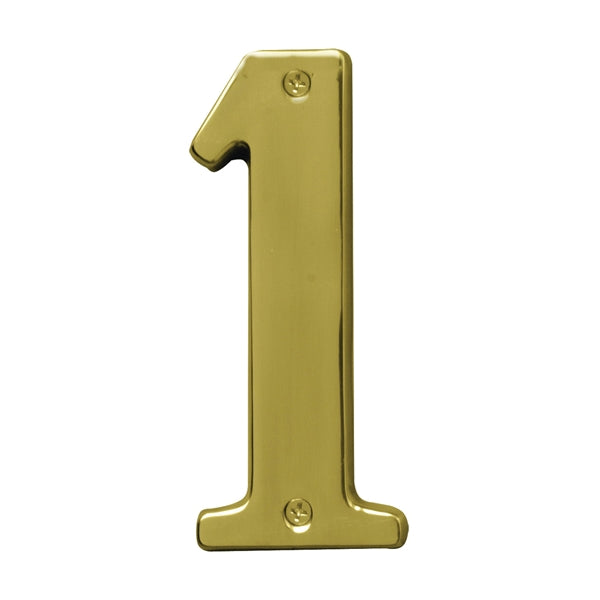 HY-KO Prestige Series BR-51PB/1 House Number, Character: 1, 5 in H Character, Brass Character, Brass