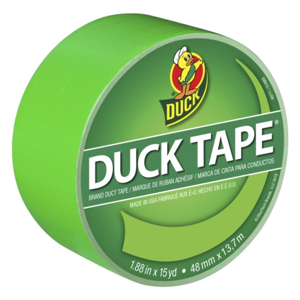 Duck 1265018 Duct Tape, 15 yd L, 1.88 in W, Vinyl Backing, Neon Green