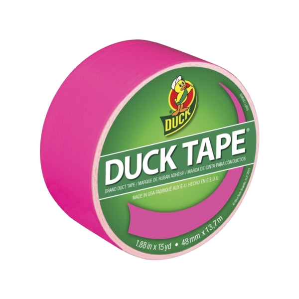 Duck 1265016 Duct Tape, 15 yd L, 1.88 in W, Vinyl Backing, Neon Pink