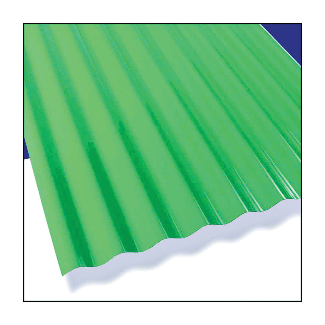 Sun N Rain 106624 Corrugated Roofing Panel, 12 ft L, 26 in W, PVC, Green