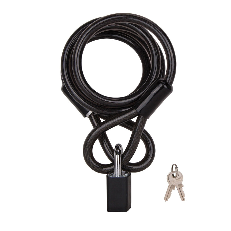 ProSource HD-HLL305LP-3L Cable Lock, Standard Shackle, 11/32 in Dia Shackle, 1-3/8 in H Shackle, Steel Shackle, Black