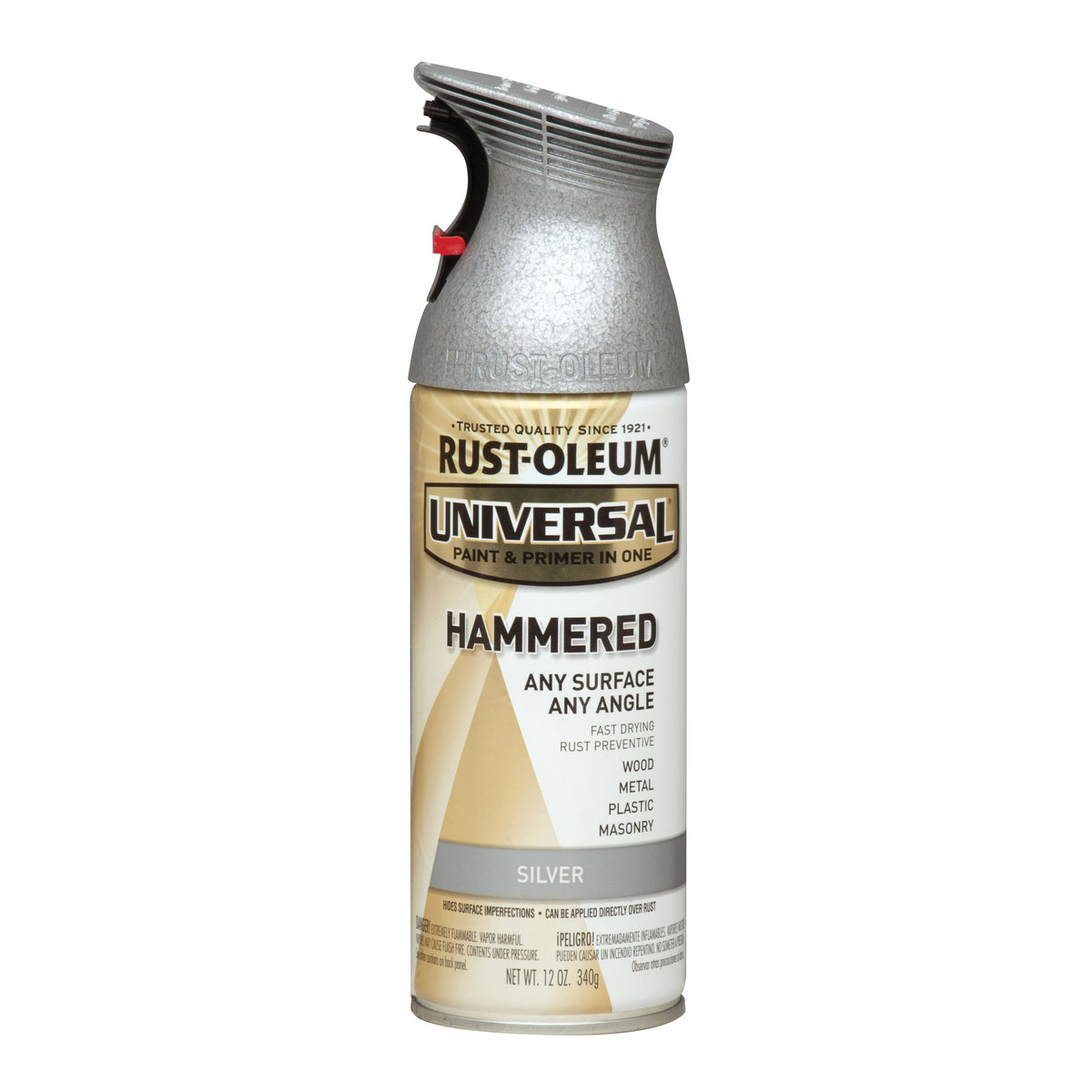 RUST-OLEUM UNIVERSAL 245219 Spray Paint, Hammered, Silver, 12 oz, Aerosol Can