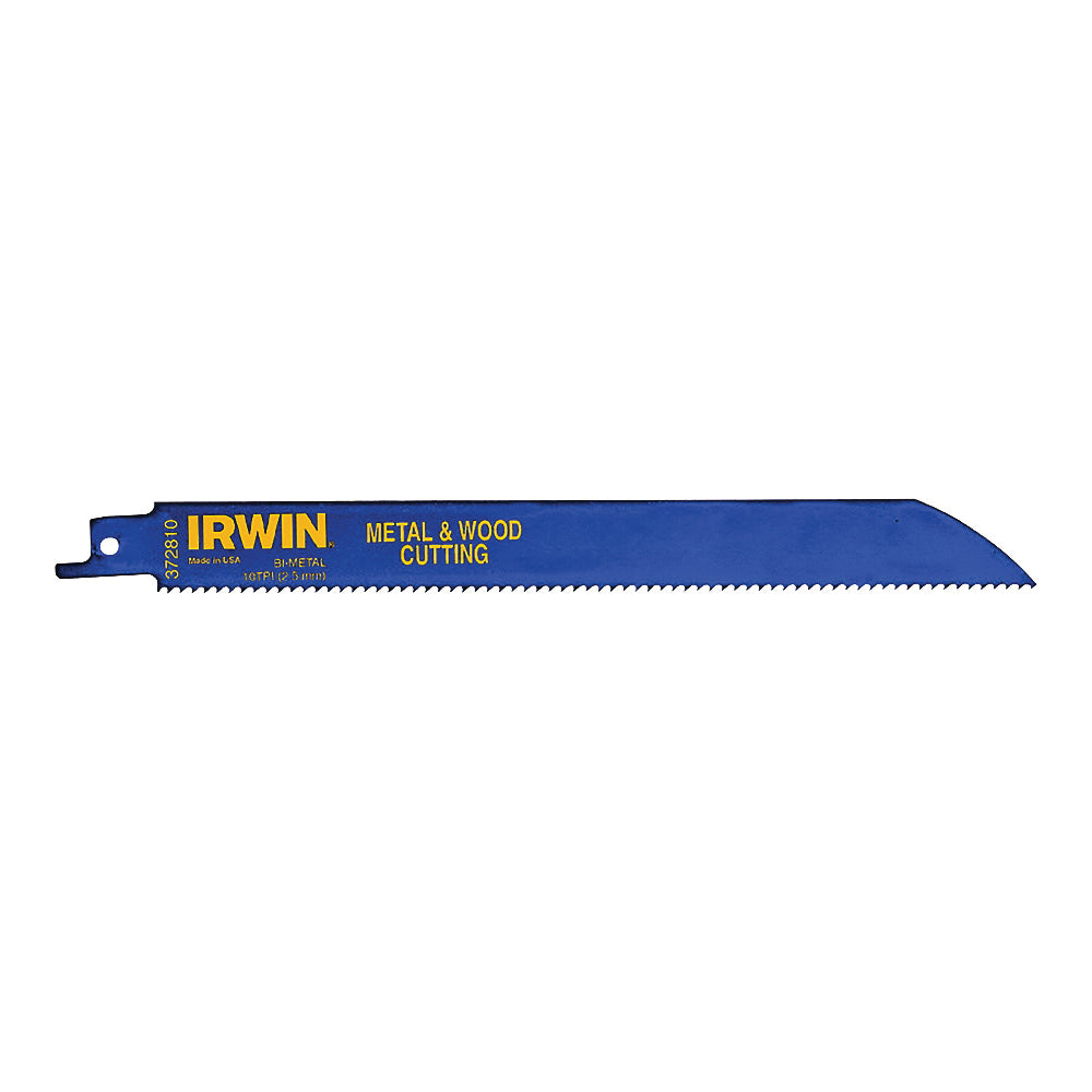 IRWIN 372810B Reciprocating Saw Blade, 8 in L, 10 TPI, Cobalt/Steel Cutting Edge