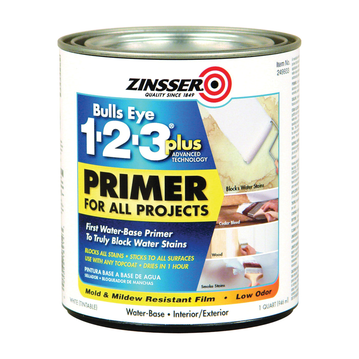 ZINSSER Bulls Eye 249933 Primer, White, 1 qt, Can