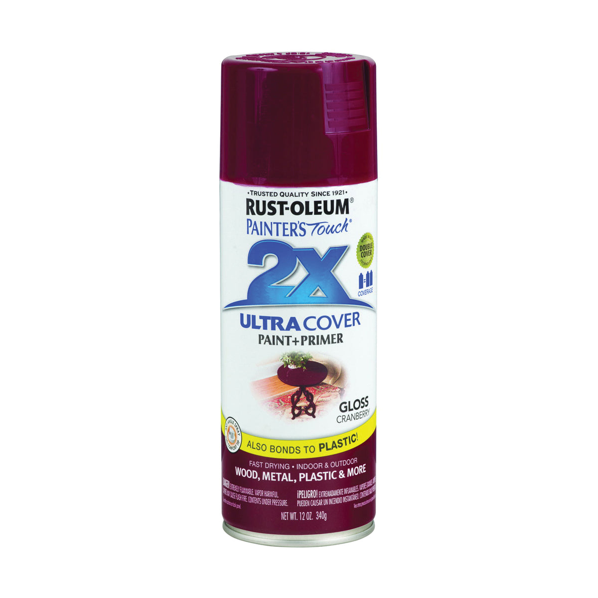 RUST-OLEUM PAINTER'S Touch 249863 Gloss Spray Paint, Gloss, Cranberry, 12 oz, Aerosol Can