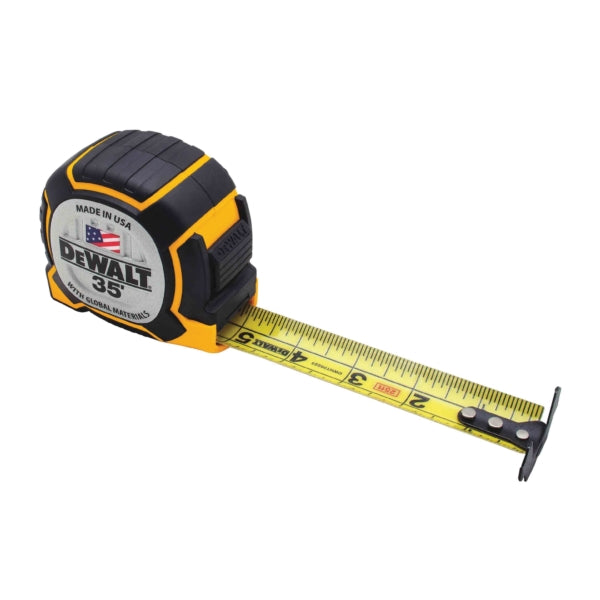 DeWALT DWHT36235S Tape Measure, 35 ft L Blade, 1-1/4 in W Blade, HCS Blade, ABS Case, Black/Yellow Case