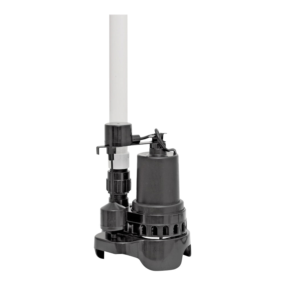 SUPERIOR PUMP Ready-to-Go Series 92372RTG-P Sump Pump, 4.1 A, 120 V, 0.33 hp, 1-1/2 in Outlet, 48 gpm, Thermoplastic