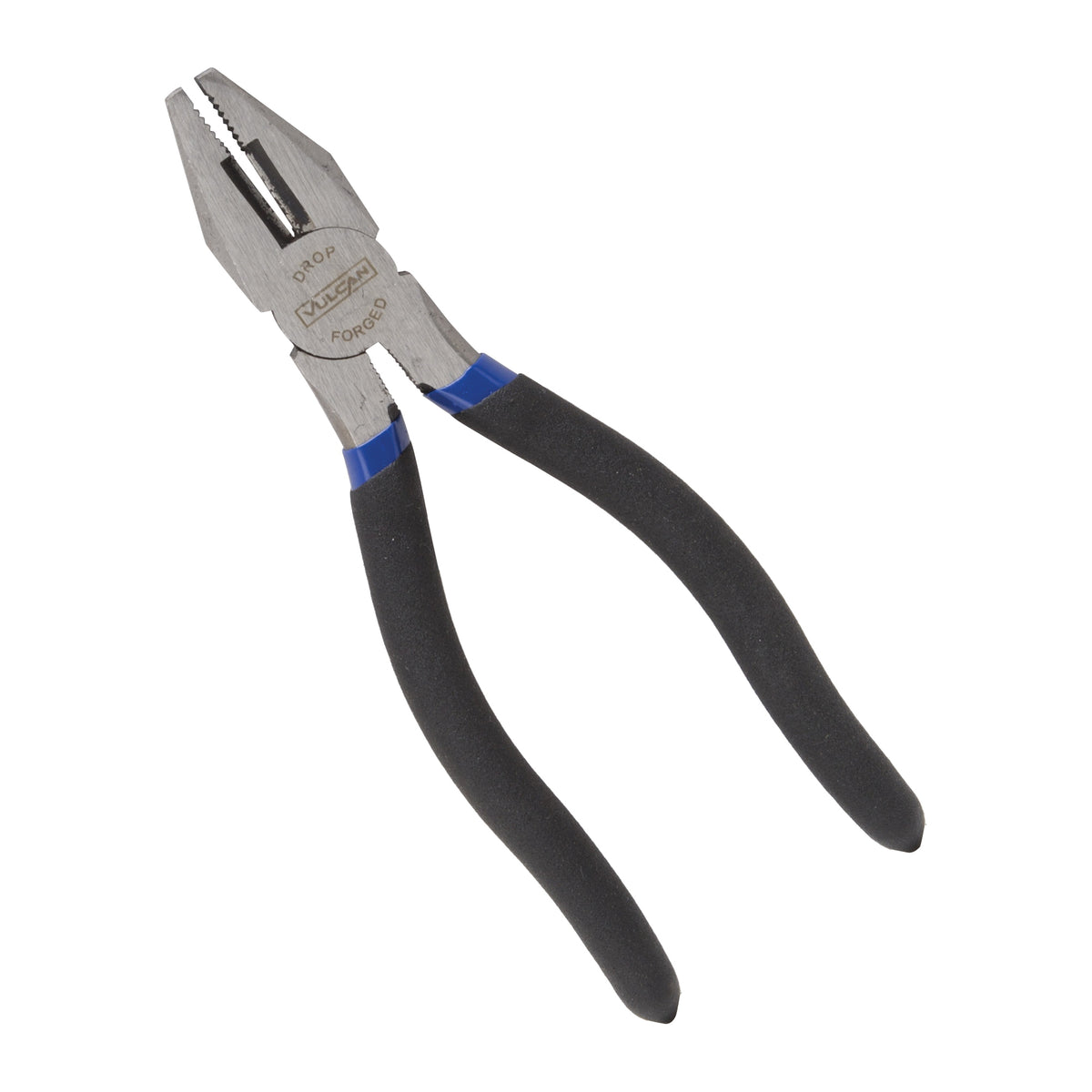 Vulcan PC918-11 Linesman Plier, 7 in OAL, 1.2 mm Cutting Capacity, 1-1/4 in Jaw Opening, Black/Blue Handle, 1 in W Jaw