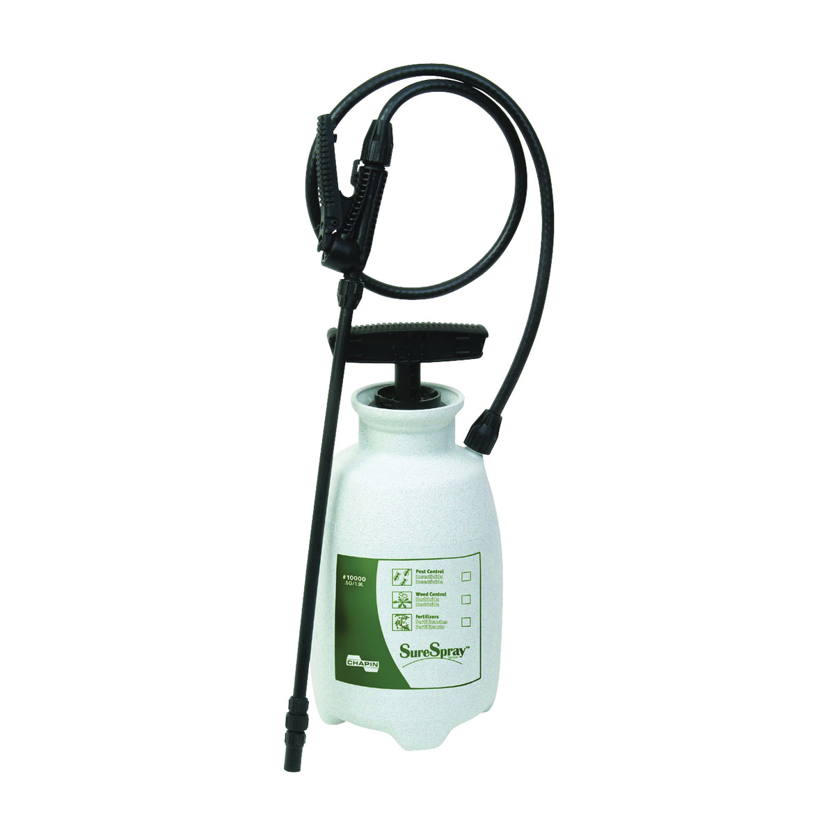 CHAPIN Lawn &amp; Garden Series 10000 Compression Sprayer, 0.5 gal Tank, Poly Tank, 34 in L Hose, White