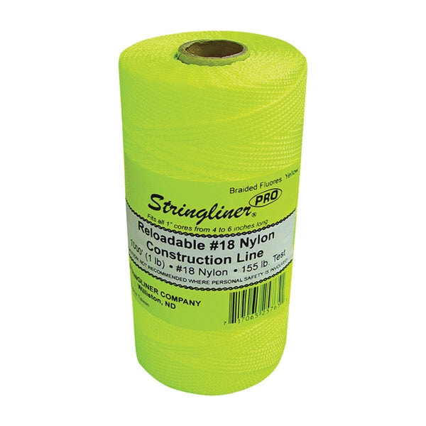 Stringliner Pro Series 35765 Construction Line, #18 Dia, 1000 ft L, 165 lb Working Load, Nylon, Fluorescent Yellow