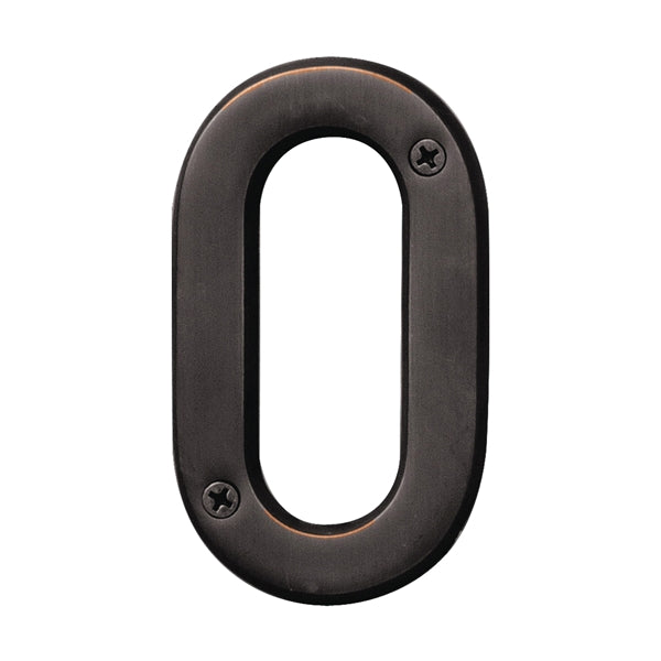 HY-KO Prestige Series BR-42OWB/0 House Number, Character: 0, 4 in H Character, Bronze Character, Solid Brass