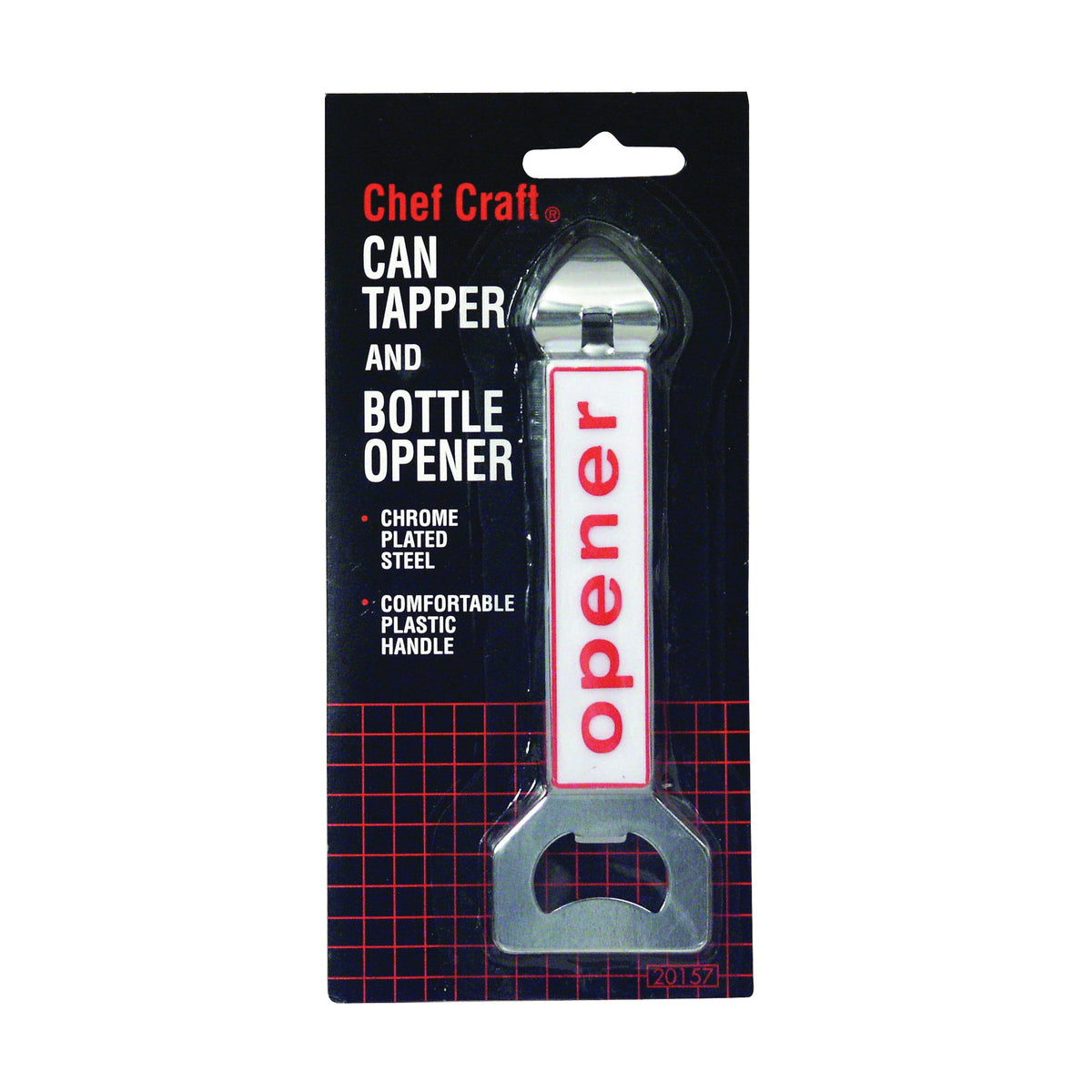 CHEF CRAFT 20157 Bottle Opener and Can Tapper, Steel, Plastic Handle, 5-1/2 in OAL