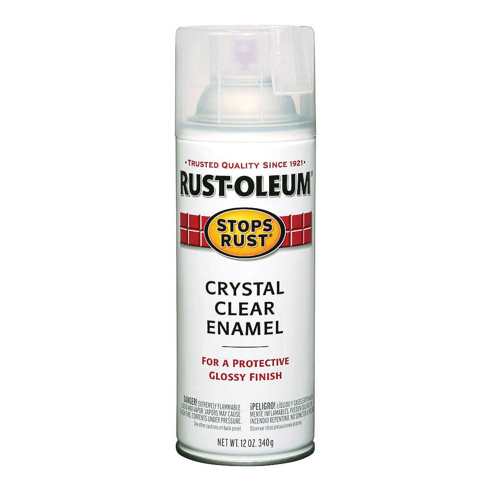 RUST-OLEUM STOPS RUST 7701830 Protective Enamel Spray Paint, Gloss, Crystal Clear, 12 oz, Aerosol Can