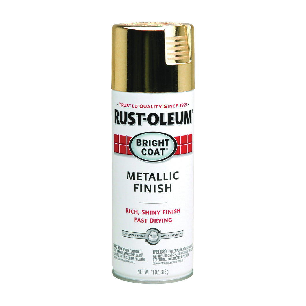 RUST-OLEUM STOPS RUST 7710830 Bright Coat Spray Paint, Metallic, Gold, 11 oz, Aerosol Can