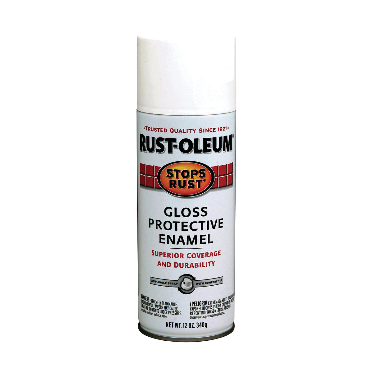 RUST-OLEUM STOPS RUST 7792830 Protective Enamel Spray Paint, Gloss, White, 12 oz, Aerosol Can