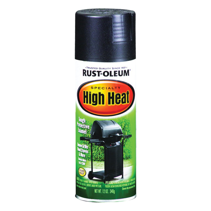 RUST-OLEUM 7778830 High Heat Spray Paint, Satin, Barbecue Black, 12 oz, Aerosol Can