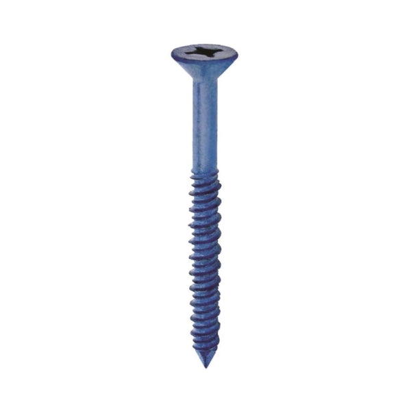 COBRA ANCHORS 636W Screw, 1/4 in Thread, 4 in L, Flat Head, Phillips, Robertson Drive, Steel, Fluorocarbon-Coated, 10 PK