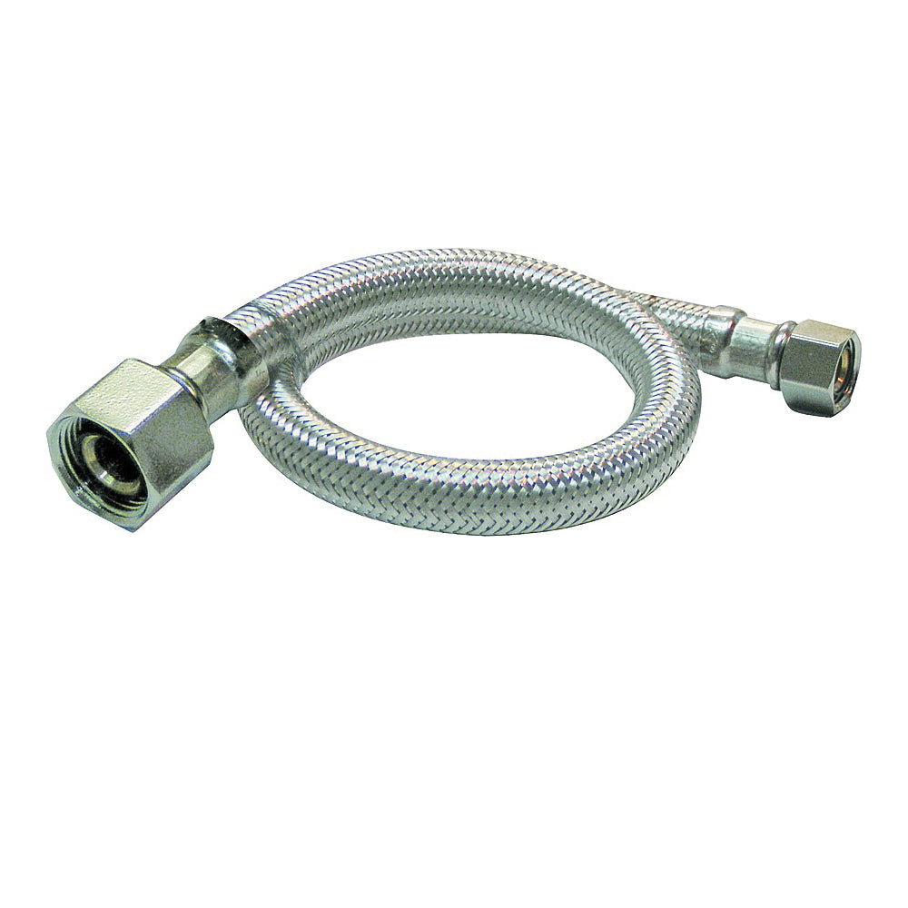 Plumb Pak EZ Series PP23851 Sink Supply Tube, 3/8 in Inlet, Compression Inlet, Delta Outlet, Stainless Steel Tubing