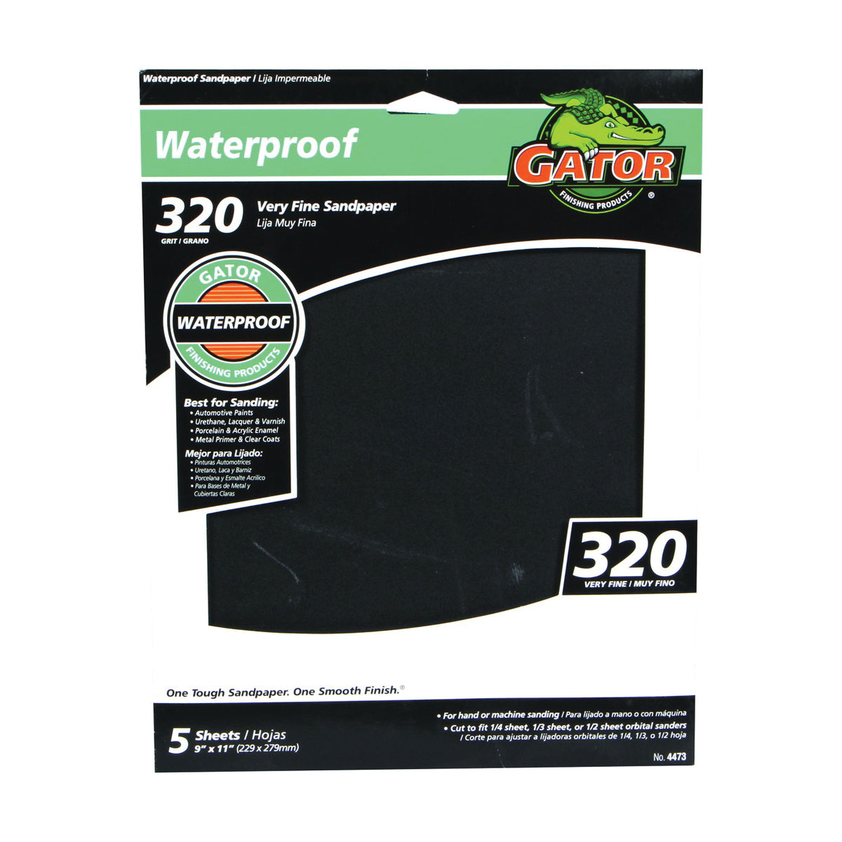 Gator 4473 Sanding Sheet, 9 in L, 11 in W, 320 Grit, Very Fine, Silicone Carbide Abrasive