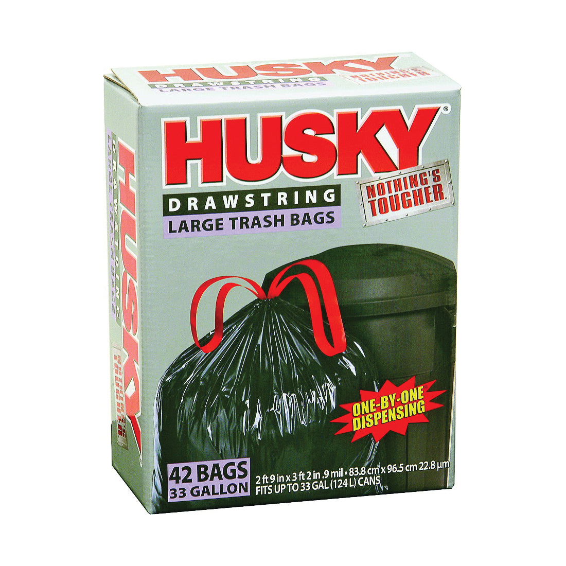 Husky HK33DS042B Trash Bag, 33 gal Capacity, Poly, Black