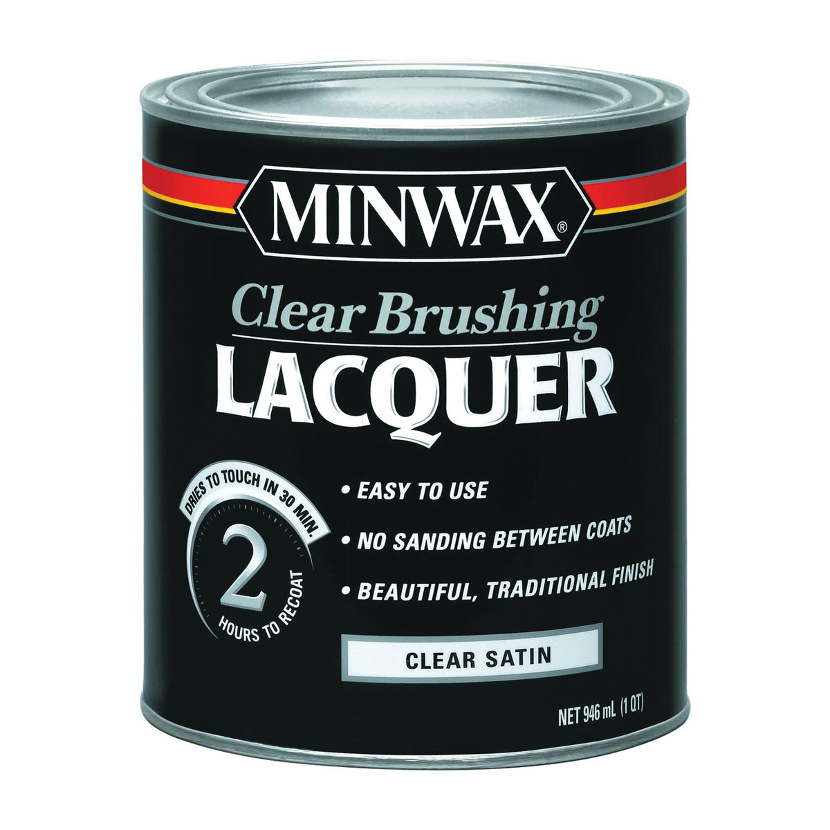 Minwax 155100000 Brushing Lacquer, Liquid, Clear, 1 qt, Can