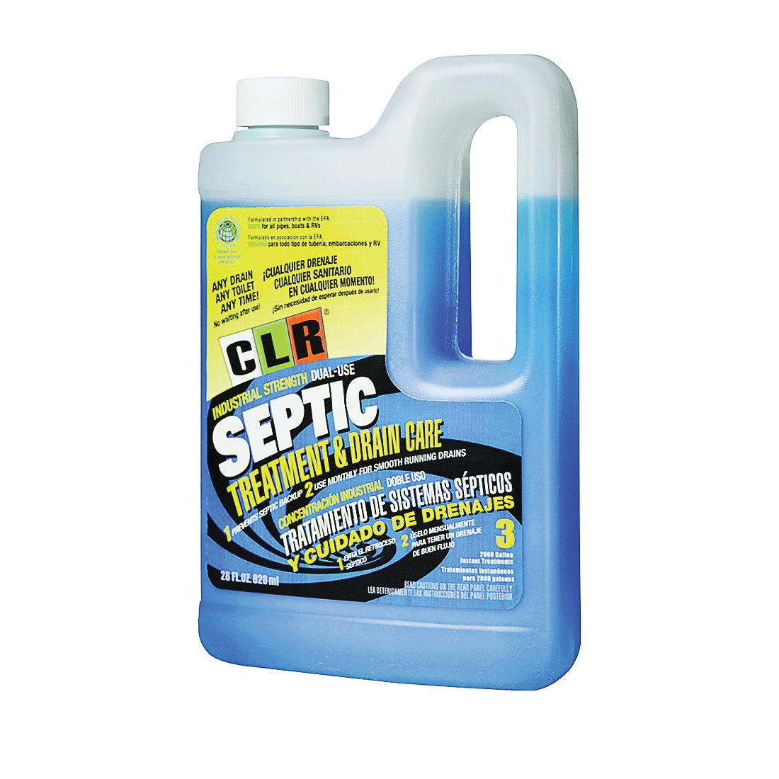 CLR SEP6 Septic Tank Cleaner, Liquid, Light Blue, Odorless, 28 oz Bottle