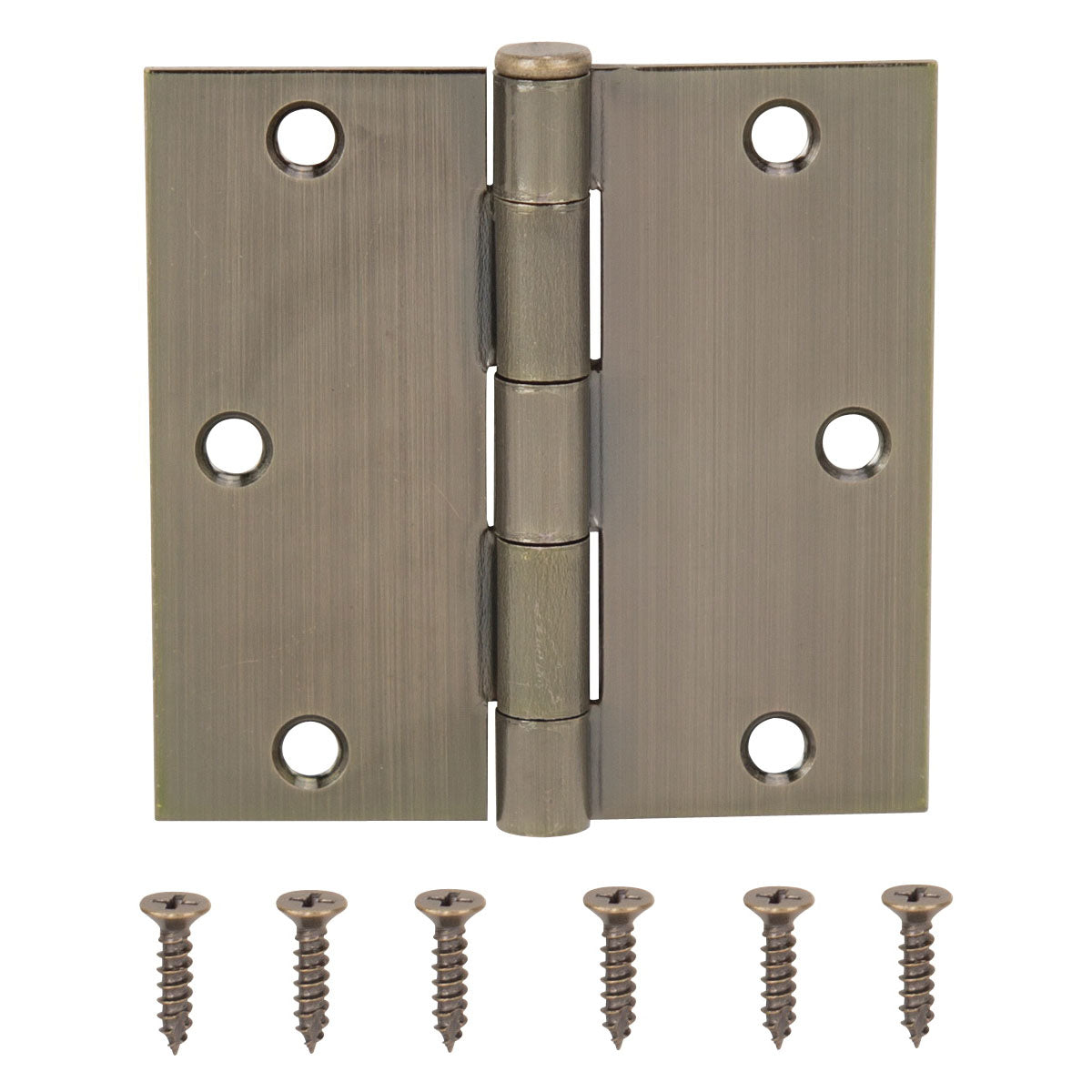 ProSource 20338ABX Square Corner Door Hinge, Steel, Antique Brass, Loose Pin, 180 deg Range of Motion