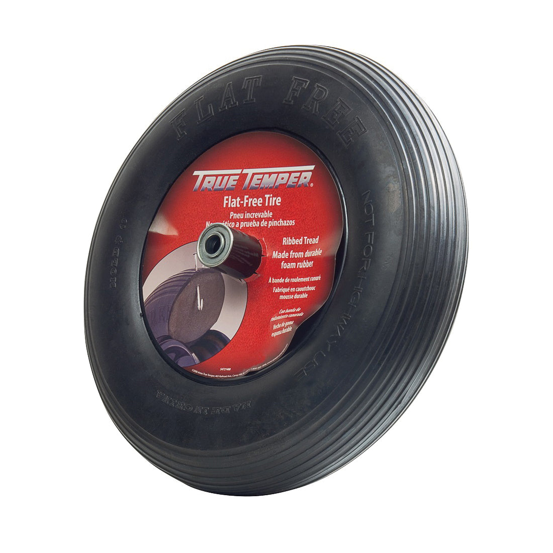 TRUE TEMPER FFTCC Wheelbarrow Tire, Polyurethane Tire, 8 in Dia Hub