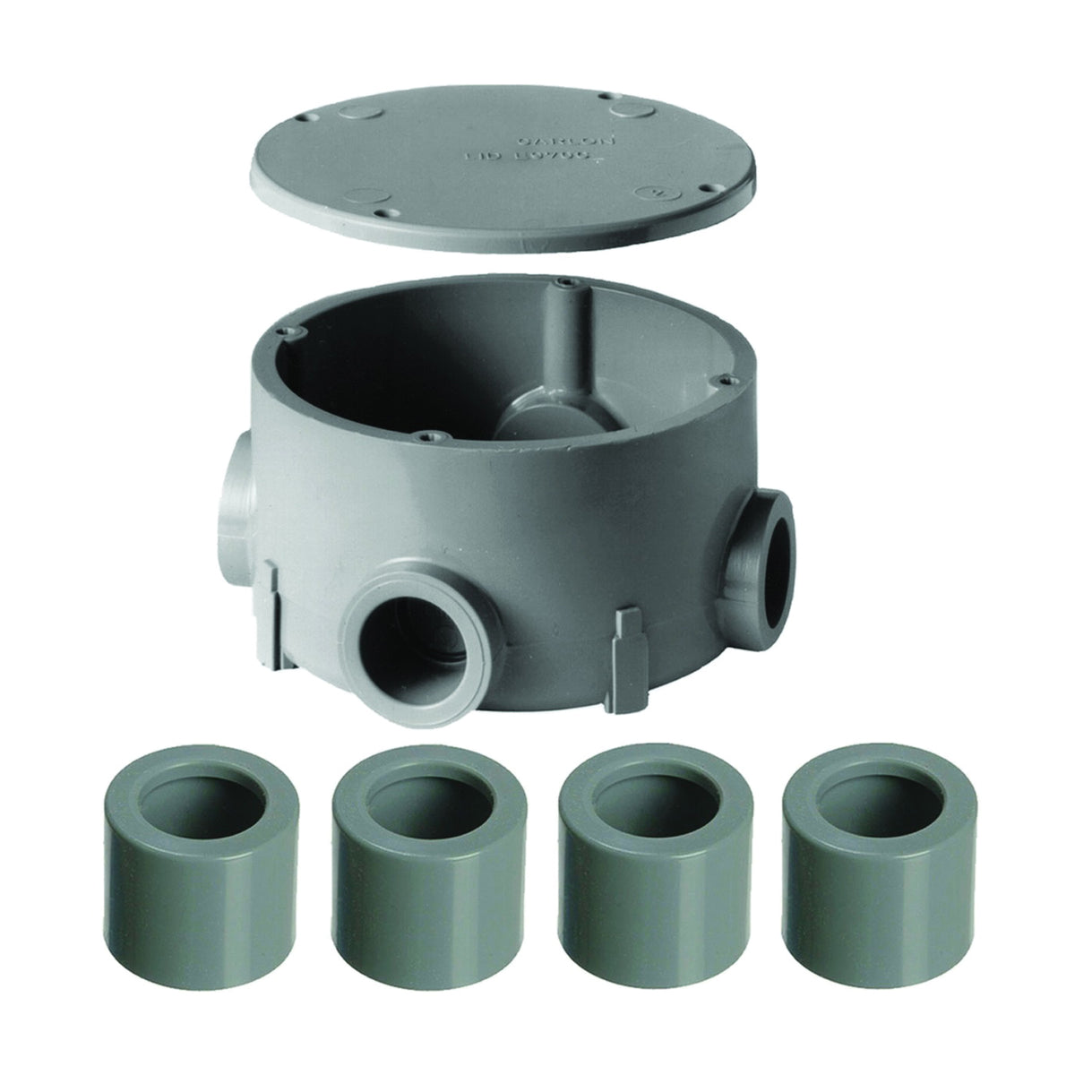 Carlon E970CDE-CTN Junction Box, 4 -Knockout, 1/2 in Knockout, PVC, Ceiling, Wall Mounting
