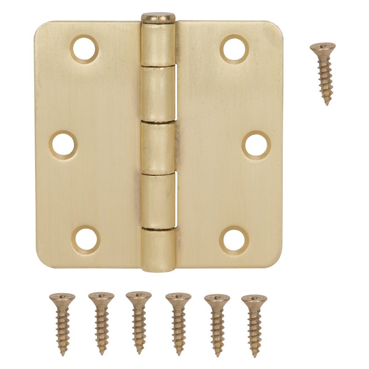 ProSource BH-BR01-PS Door Hinge, Steel, Satin Brass, Loose Pin, 180 deg Range of Motion, Screw Mounting