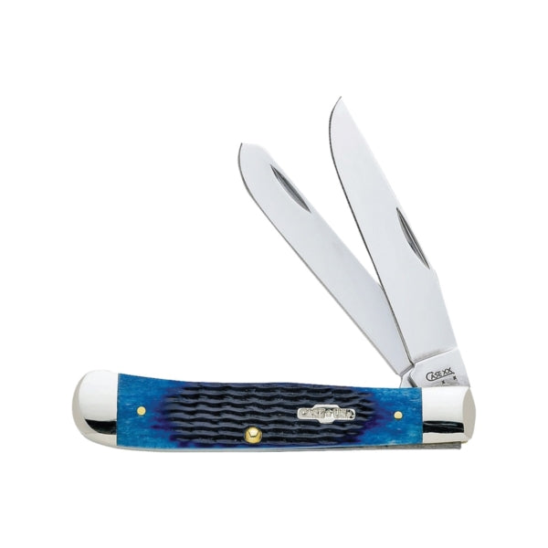 CASE 02800 Folding Pocket Knife, 3-1/4 in Clip, 3.27 in Spey L Blade, Stainless Steel Blade, 2-Blade, Blue Handle