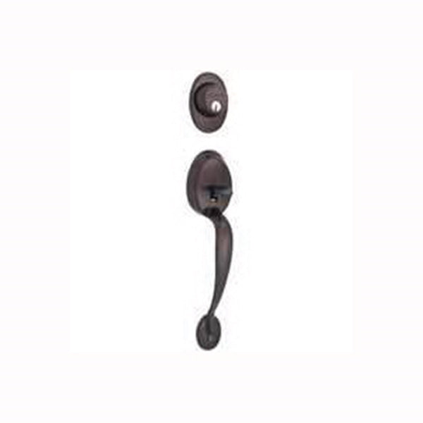 Schlage Plymouth Series F58PLY613 Handleset, Keyed Different Key, Brass, Oil-Rubbed Bronze, 2-3/8 x 2-3/4 in Backset